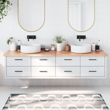 vidaXL Encimera baño madera maciza tratada marrón claro 200x40x(2-4)cm