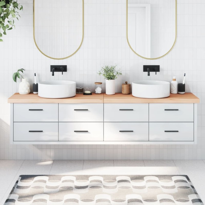 vidaXL Encimera de baño madera maciza sin tratar 220x60x(2-6) cm vidaXL Encimera de baño madera maciza sin tratar 220x60x(2-6) cm