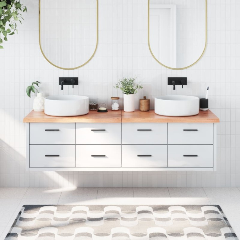 vidaXL Encimera baño madera maciza tratada marrón claro 180x60x(2-4)cm vidaXL Encimera baño madera maciza tratada marrón claro 180x60x(2-4)cm