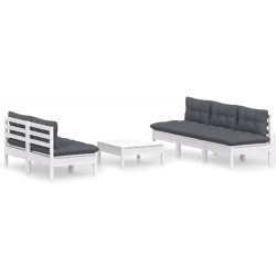vidaXL Muebles de jardín 6 pzas con cojines antracita madera de pino