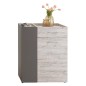 FMD Cómoda con 2 puertas y 1 cajón color roble arena y gris lava FMD Cómoda con 2 puertas y 1 cajón color roble arena y gris lava
