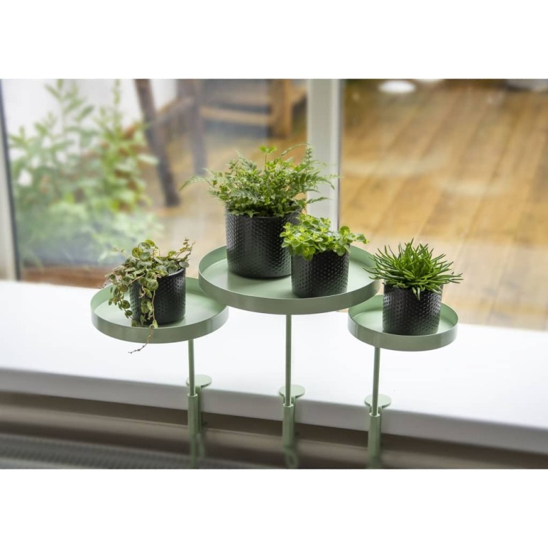Esschert Design Bandeja para plantas con abrazadera redonda verde M Esschert Design Bandeja para plantas con abrazadera redonda verde M