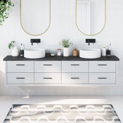 vidaXL Encimera baño madera maciza tratada gris oscuro 220x40x(2-4) cm