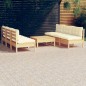 vidaXL Muebles de jardín 7 piezas cojines madera de pino color crema