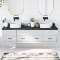 vidaXL Encimera baño madera maciza tratada gris oscuro 200x40x(2-6) cm