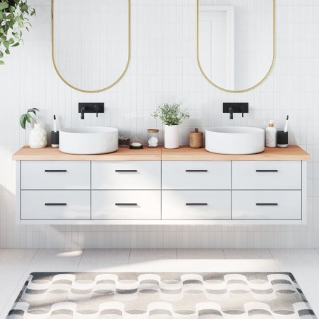 vidaXL Encimera de baño madera maciza sin tratar 220x30x(2-4) cm