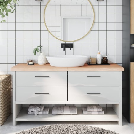 vidaXL Encimera de baño madera maciza sin tratar 160x50x(2-6) cm