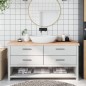 vidaXL Encimera de baño madera maciza sin tratar 160x50x(2-6) cm vidaXL Encimera de baño madera maciza sin tratar 160x50x(2-6) cm