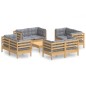 vidaXL Juego de muebles de jardín 9 pzas y cojines madera pino gris vidaXL Juego de muebles de jardín 9 pzas y cojines madera pino gris