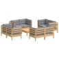 vidaXL Juego de muebles de jardín 9 pzas y cojines madera pino gris vidaXL Juego de muebles de jardín 9 pzas y cojines madera pino gris