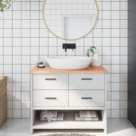 vidaXL Encimera de baño madera maciza tratada marrón claro 100x50x2 cm