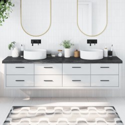 vidaXL Encimera baño madera maciza tratada gris oscuro 220x60x(2-6) cm