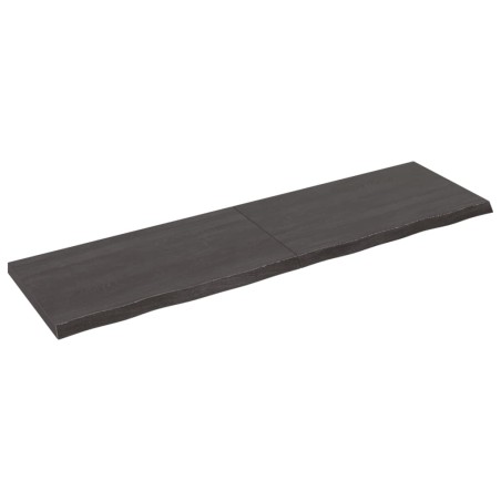 vidaXL Encimera baño madera maciza tratada gris oscuro 220x60x(2-6) cm