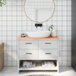 vidaXL Encimera baño madera maciza tratada marrón claro 100x30x(2-6)cm