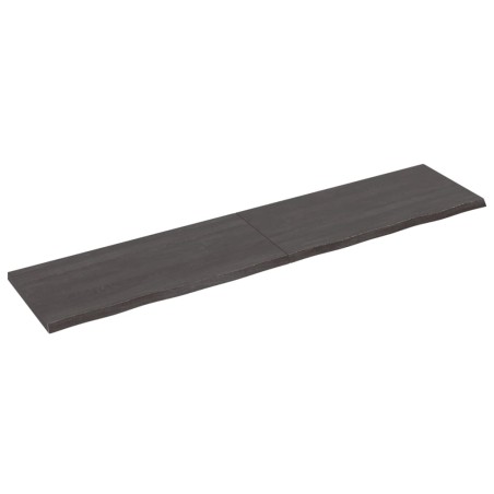 vidaXL Encimera baño madera maciza tratada gris oscuro 220x50x(2-4) cm