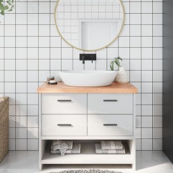 vidaXL Encimera baño madera maciza tratada marrón claro 100x50x(2-6)cm