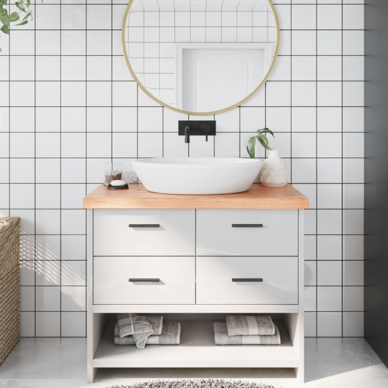 vidaXL Encimera baño madera maciza tratada marrón claro 100x50x(2-6)cm vidaXL Encimera baño madera maciza tratada marrón claro 100x50x(2-6)cm