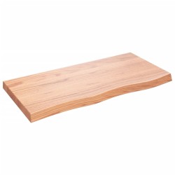 vidaXL Encimera baño madera maciza tratada marrón claro 100x50x(2-6)cm