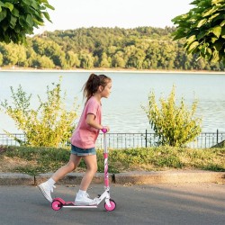 XQ Max Patinete plegable con freno de pie rosa y blanco