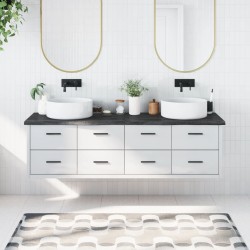 vidaXL Encimera baño madera maciza tratada gris oscuro 180x50x(2-4) cm