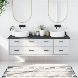 vidaXL Encimera baño madera maciza tratada gris oscuro 180x60x(2-4) cm