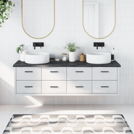 vidaXL Encimera baño madera maciza tratada gris oscuro 180x60x(2-4) cm