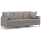 vidaXL Sofá de 3 plazas con cojines tela gris taupe 180 cm vidaXL Sofá de 3 plazas con cojines tela gris taupe 180 cm