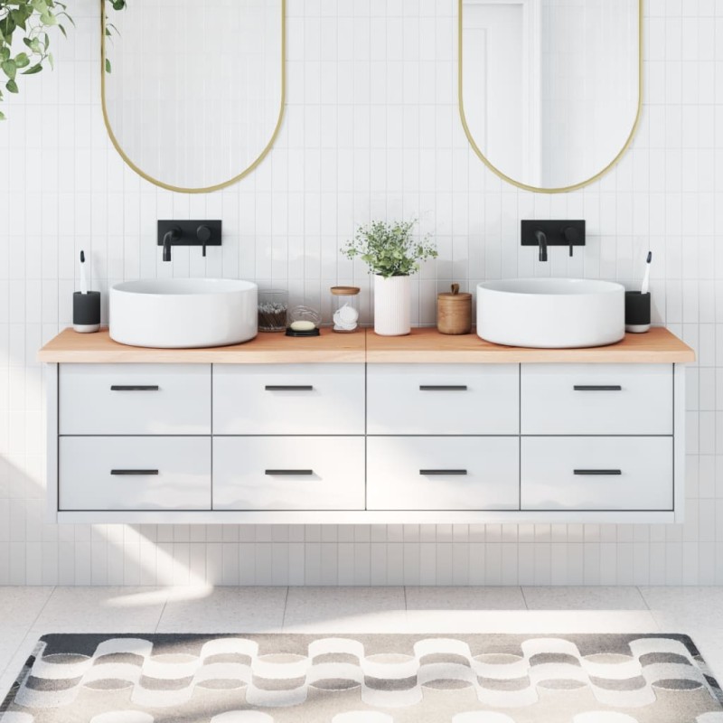 vidaXL Encimera de baño madera maciza sin tratar 180x50x(2-4) cm vidaXL Encimera de baño madera maciza sin tratar 180x50x(2-4) cm