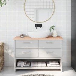vidaXL Encimera de baño madera maciza sin tratar 120x30x(2-4) cm