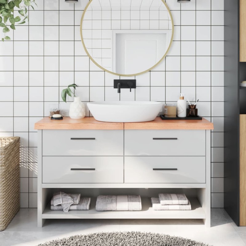 vidaXL Encimera baño madera maciza tratada marrón claro 140x30x(2-6)cm vidaXL Encimera baño madera maciza tratada marrón claro 140x30x(2-6)cm