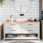 vidaXL Encimera baño madera maciza tratada marrón claro 160x60x(2-4)cm vidaXL Encimera baño madera maciza tratada marrón claro 160x60x(2-4)cm