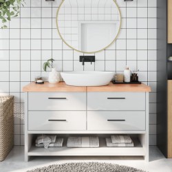 vidaXL Encimera baño madera maciza tratada marrón claro 140x50x(2-6)cm