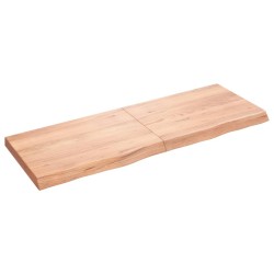 vidaXL Encimera baño madera maciza tratada marrón claro 140x50x(2-6)cm