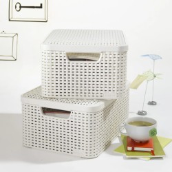 Curver Caja de almacenaje con tapa Style blanco crema M 18 L