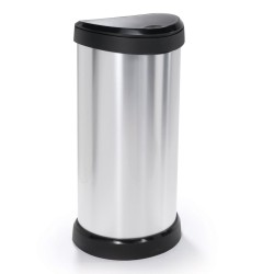 Curver Papelera de pedal Deco Ovalado Plateado 40L