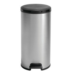 Curver Papelera de pedal Deco redonda plateado 30L