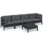 vidaXL Juego de muebles de jardín 5 pzas y cojines madera maciza pino