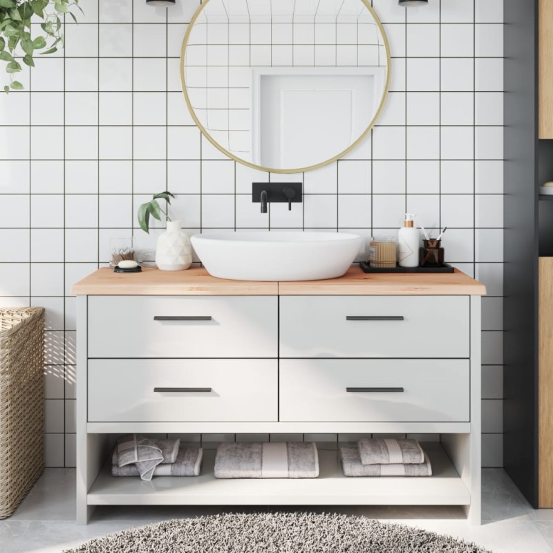 vidaXL Encimera de baño madera maciza sin tratar 140x60x(2-4) cm vidaXL Encimera de baño madera maciza sin tratar 140x60x(2-4) cm