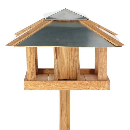 Esschert Design Mesa para pájaros con silo y tejado cuadrado acero