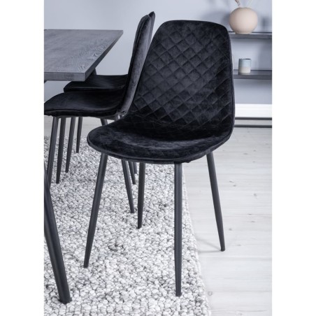 Venture Home Sillas comedor 2 uds Polar terciopelo negro con costuras