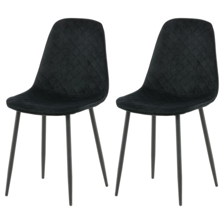 Venture Home Sillas comedor 2 uds Polar terciopelo negro con costuras