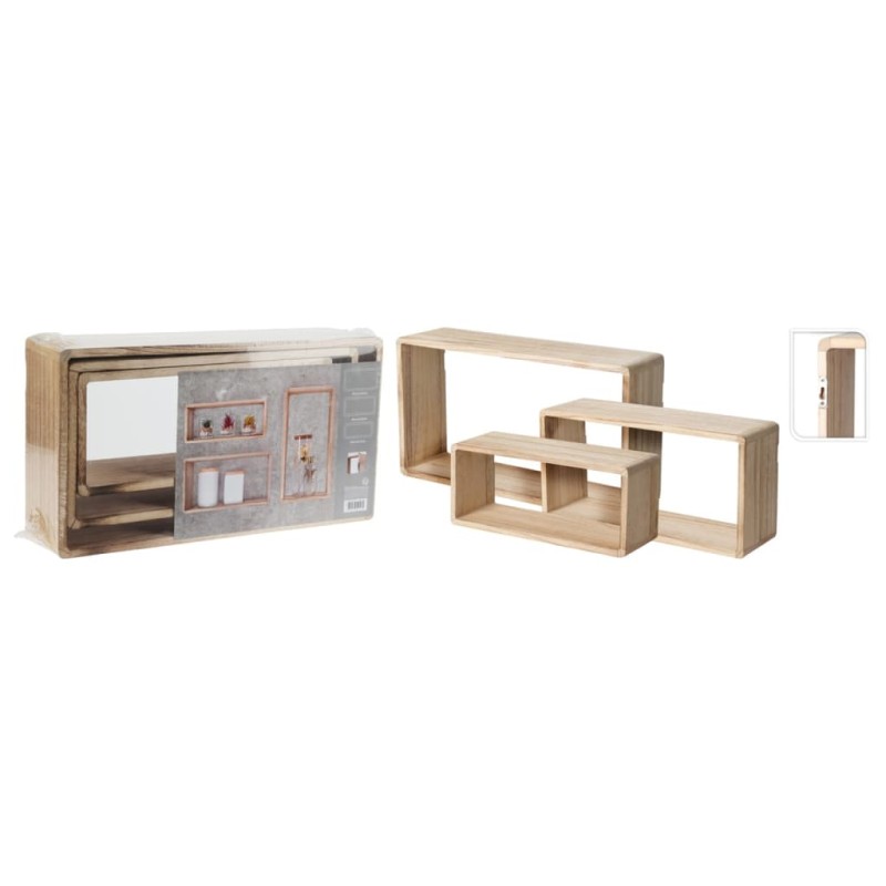 H&S Collection Juego de estantes 3 piezas madera natural H&S Collection Juego de estantes 3 piezas madera natural