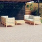 vidaXL Muebles de jardín 7 piezas cojines madera de pino color crema vidaXL Muebles de jardín 7 piezas cojines madera de pino color crema