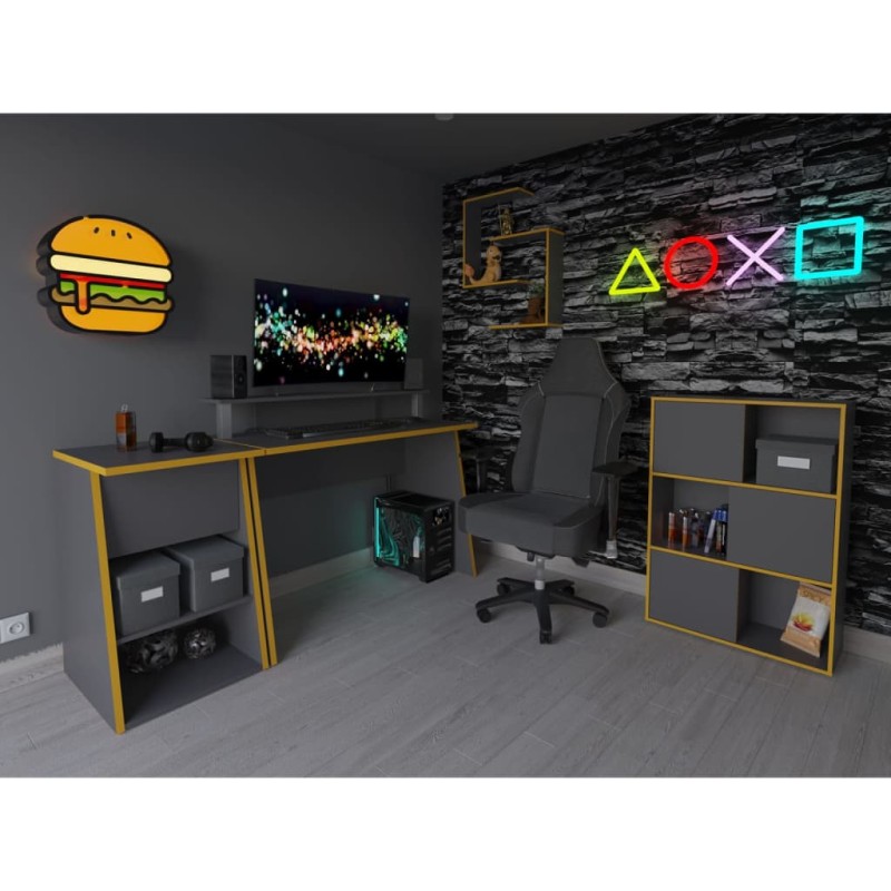 FMD Mesita gaming auxiliar 2 compartimentos abiertos 49,4x50x77,7 cm FMD Mesita gaming auxiliar 2 compartimentos abiertos 49,4x50x77,7 cm