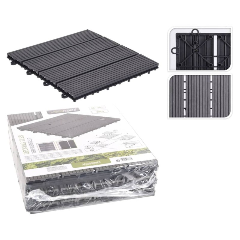 ProGarden Juego de baldosas de terraza y porche 6 uds gris oscuro ProGarden Juego de baldosas de terraza y porche 6 uds gris oscuro