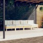 vidaXL Sofá de jardín de 4 plazas con cojines madera maciza pino crema vidaXL Sofá de jardín de 4 plazas con cojines madera maciza pino crema