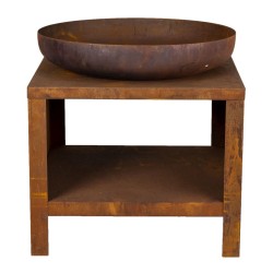 Esschert Design Brasero con almacenaje para leña color oxidado 62 cm