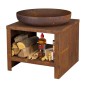 Esschert Design Brasero con almacenaje para leña color oxidado 62 cm Esschert Design Brasero con almacenaje para leña color oxidado 62 cm
