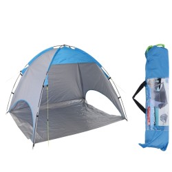 Probeach Tienda paravientos de playa azul y gris 220x120x115 cm