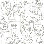 Noordwand Papel pintado Friends&Coffee Line Art Faces blanco y metal Noordwand Papel pintado Friends&Coffee Line Art Faces blanco y metal